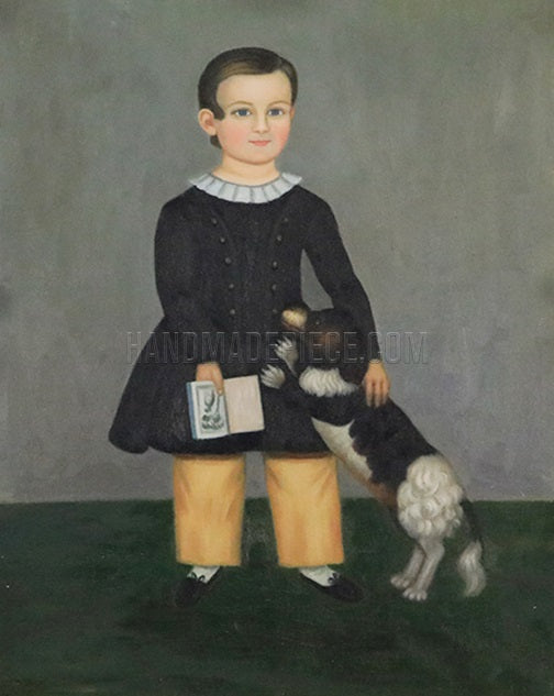 Young Boy With Dog by Samuel Miller