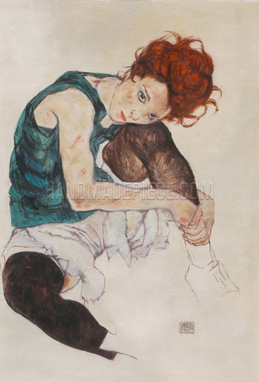 Seated Woman With Bent Knee by Egon Schiele
