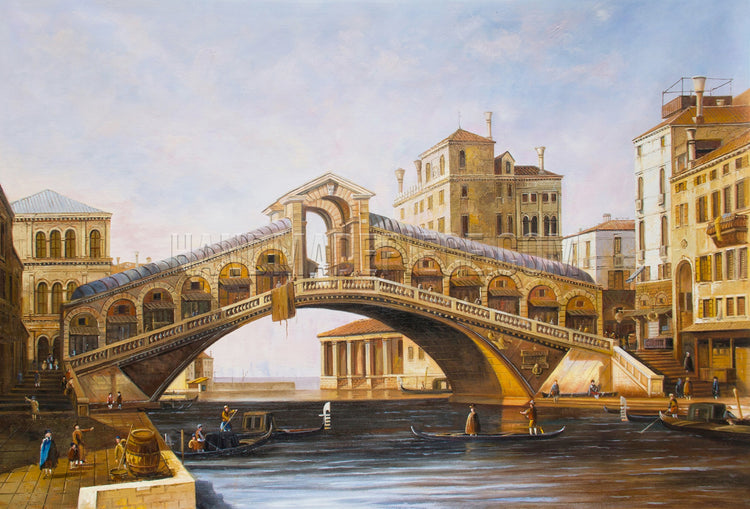 Capriccio Of The Rialto Bridge With The Lagoon Beyond by Canaletto