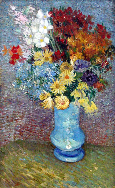 Flowers In A Blue Vase 1887 by Vincent van Gogh