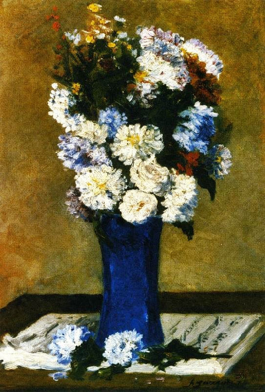 Flowers In A Vase With A Musical Score by Paul Gauguin