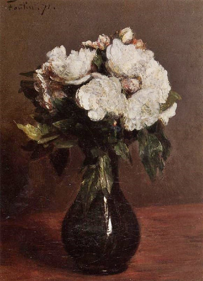 White Roses In A Green Vase by Henri Fantin-Latour