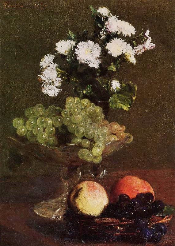 STILL LIFE: CHRYSANTHEMUMS AND GRAPES