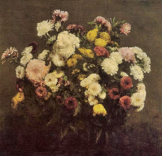 Large Bouquet Of Crysanthemums by Henri Fantin-Latour