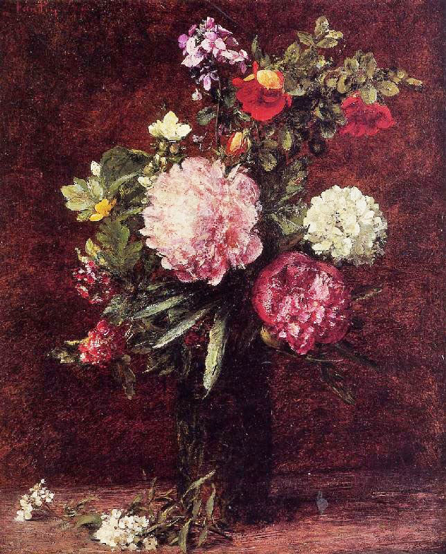 FLOWERS, LARGE BOUQUET WITH THREE PEONIES