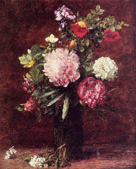 Flowers, Large Bouquet With Three Peonies by Henri Fantin-Latour