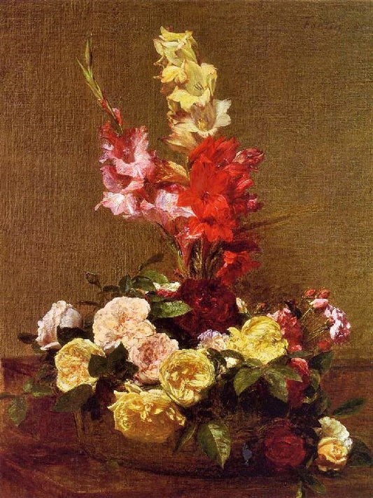 Gladiolas And Roses by Henri Fantin-Latour