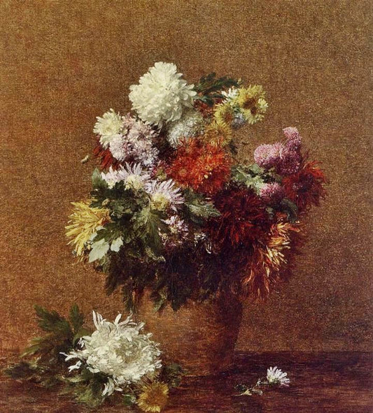 Large Bouquet Of Chrysanthemums by Henri Fantin-Latour