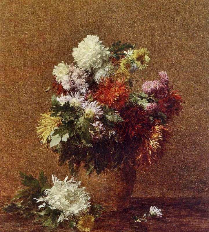 Large Bouquet Of Chrysanthemums by Henri Fantin-Latour