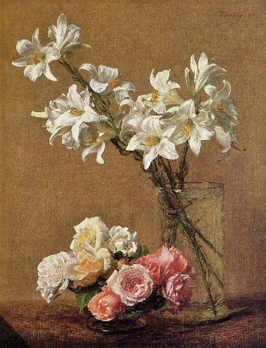 Roses And Lilies by Henri Fantin-Latour