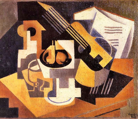 Guitar And Fruit Dish On A Table by Juan Gris