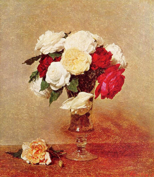Roses In A Stemmed Glass by Henri Fantin-Latour