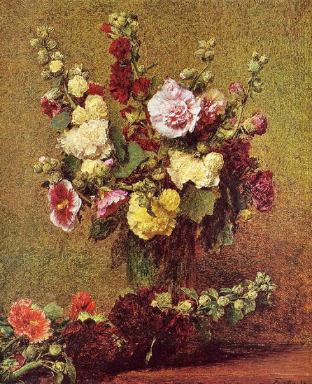 Hollyhocks by Henri Fantin-Latour