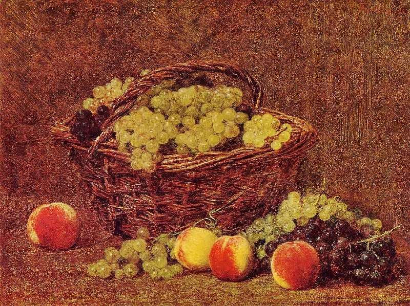 Basket Of White Grapes And Peaches by Henri Fantin-Latour