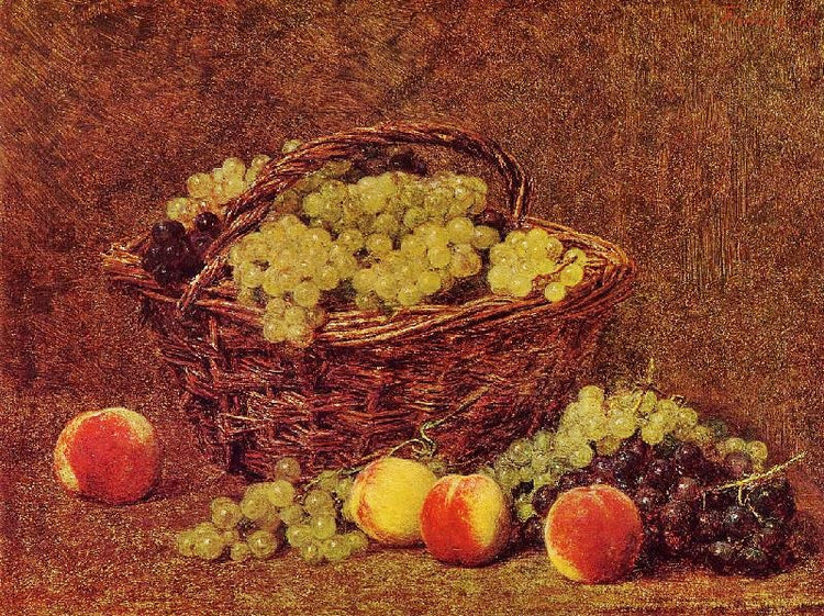 Basket Of White Grapes And Peaches by Henri Fantin-Latour