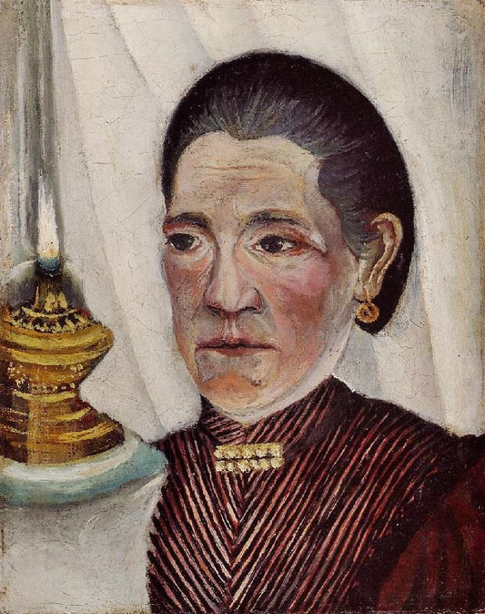 Portrait Of The Artist’S Second Wife With A Lamp by Henri Rousseau
