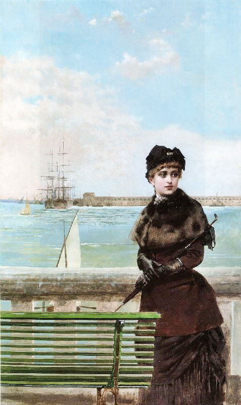An Elegant Woman At St. Malo by Vittorio Matteo Corcos