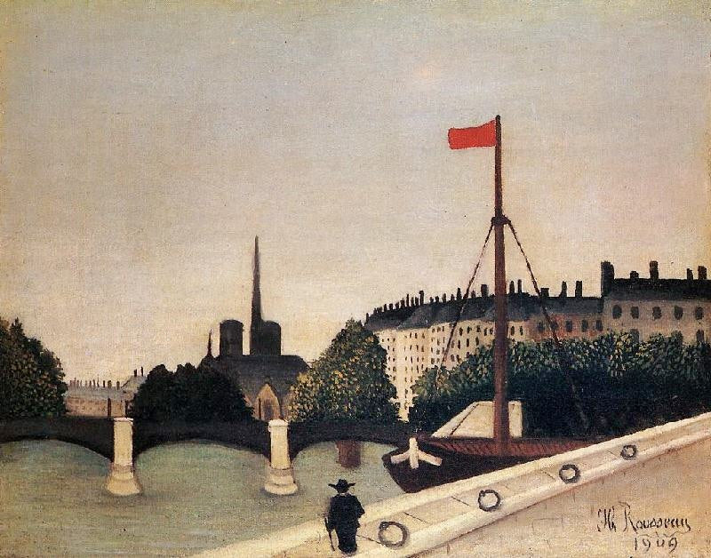 Notre Dame: View Of The Ile Saint-Louis From The Quai Henri Iv by Henri Rousseau