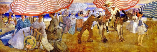 Under The Striped Umbrella, From Hotel Shelburne Murals by Frederick Carl Frieseke