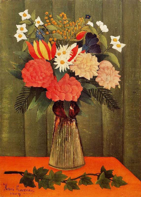 Bouquet Of Flowers With An Ivy Branch by Henri Rousseau
