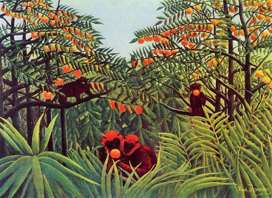 Apes In The Orange Grove by Henri Rousseau