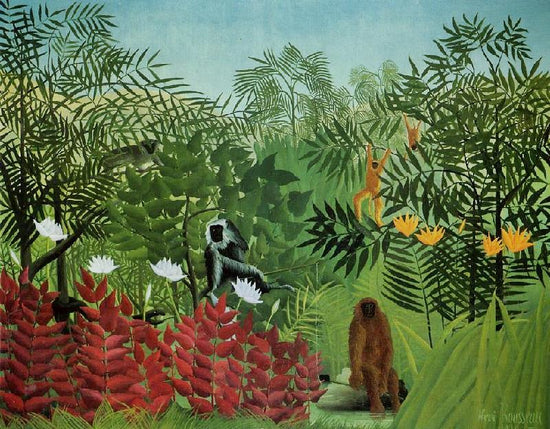 Tropical Forest With Apes And Snake by Henri Rousseau