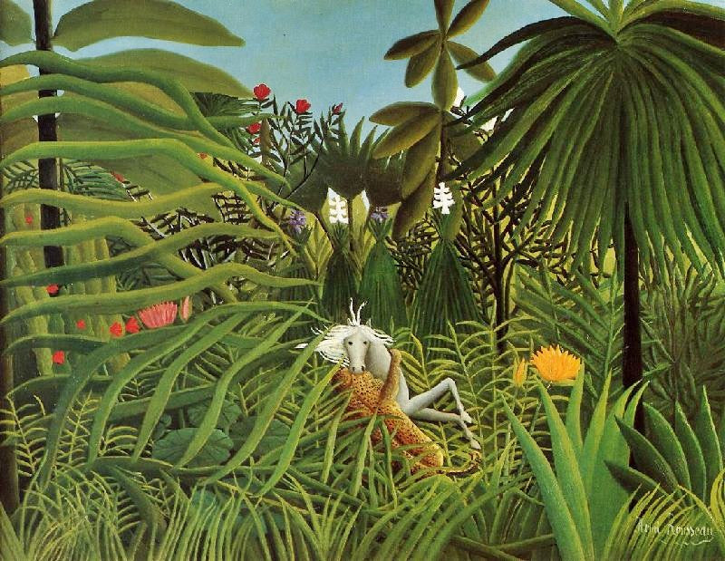 Horse Attacked By A Jaguar by Henri Rousseau