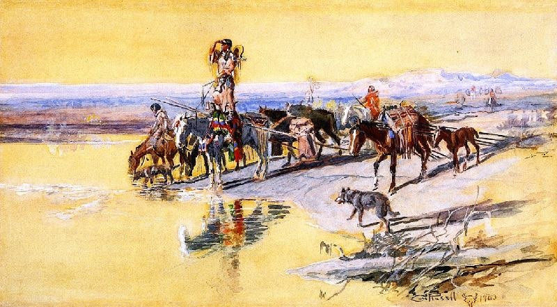 INDIANS TRAVELING ON TRAVOIS