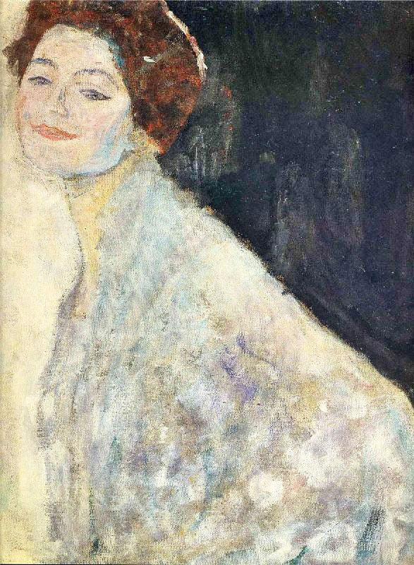 Portrait Of A Lady In White, Unfinished by Gustav Klimt