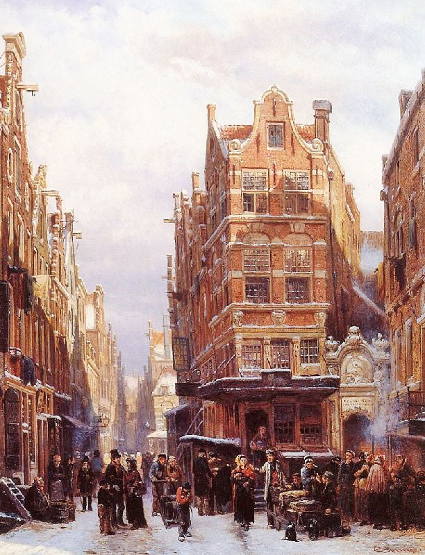 The Jewish Quarter In Amsterdam by Cornelis Springer