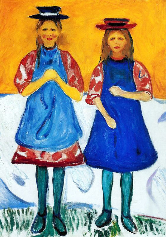 Two Girls With Blue Aprons by Edvard Munch