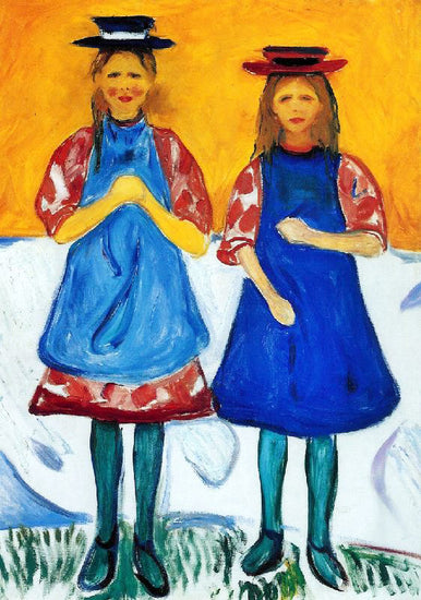 Two Girls With Blue Aprons by Edvard Munch