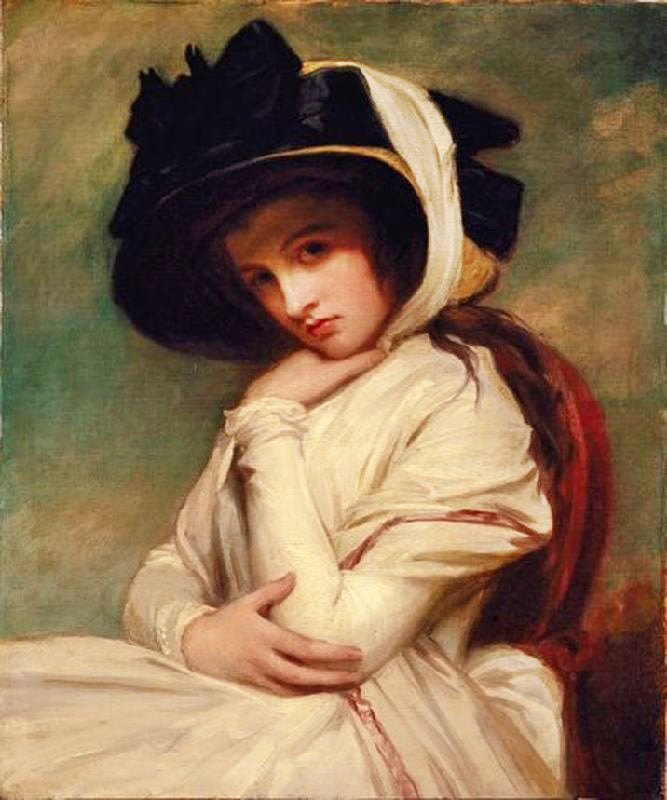 Emma Hart In A Straw Hat by George Romne
