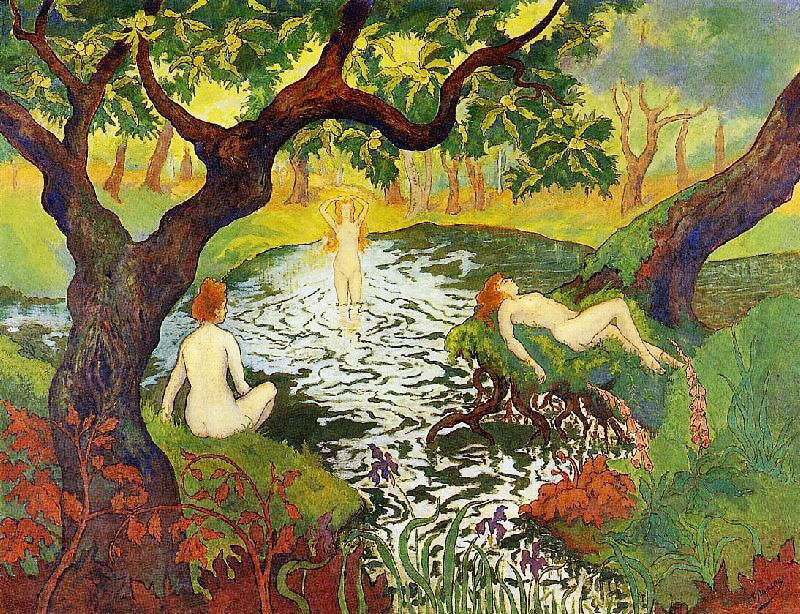 THREE BATHERS WITH IRISES