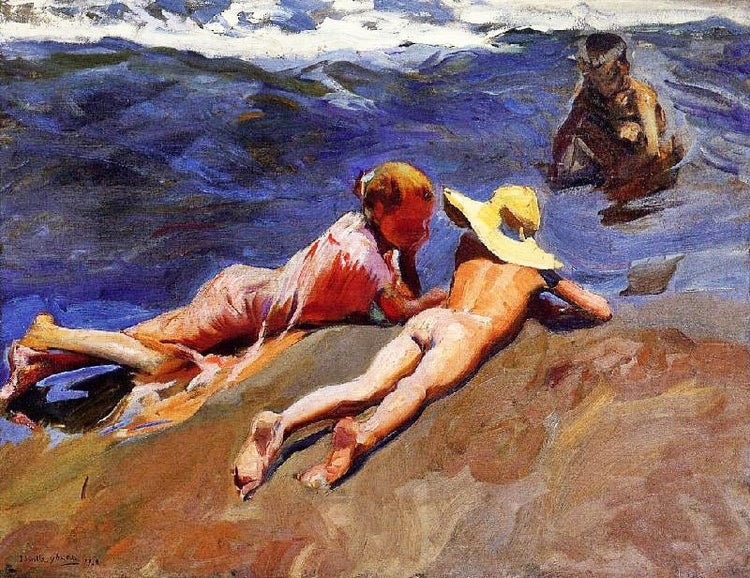 On The Sand, Valencia Beach by Joaquin Sorolla y Bastida