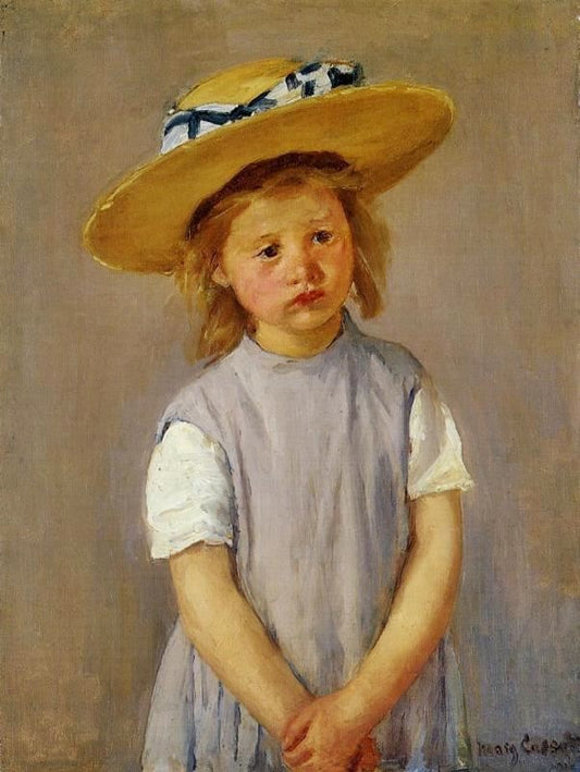 Little Girl In A Big Straw Hat And A Pinnafore by Mary Cassatt