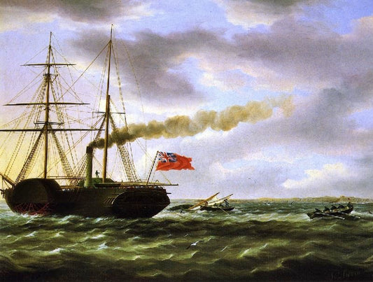 Unidentified British Steamer Rescuing Crew Of Overset Small Blat by James E. Buttersworth