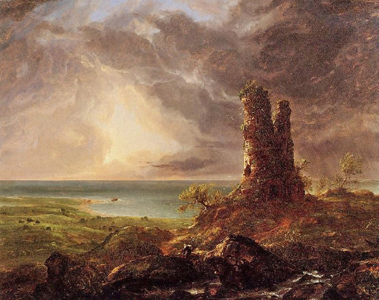 Romantic Landscape With Ruined Tower by Thomas Cole