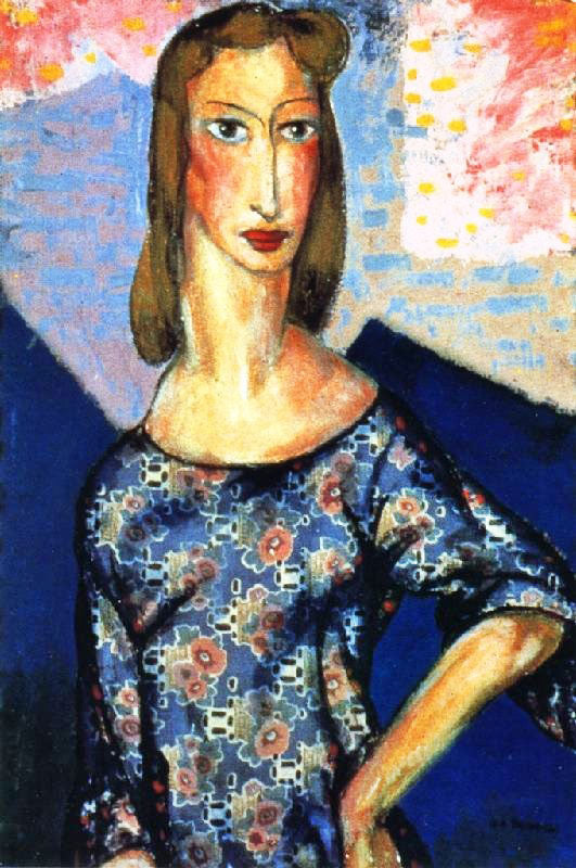 Portrait Of A Girl In A Flowered Dress by Alfred Henry Maurer