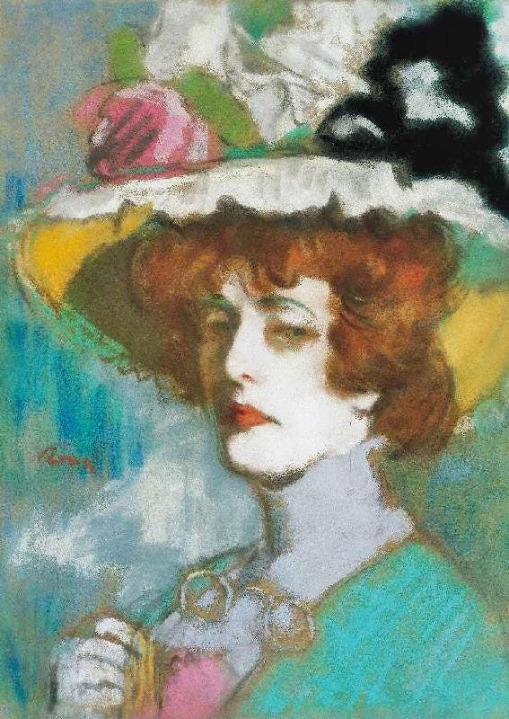 PORTRAIT OF MRS. KUNFFY WTH FLOWERED HAT