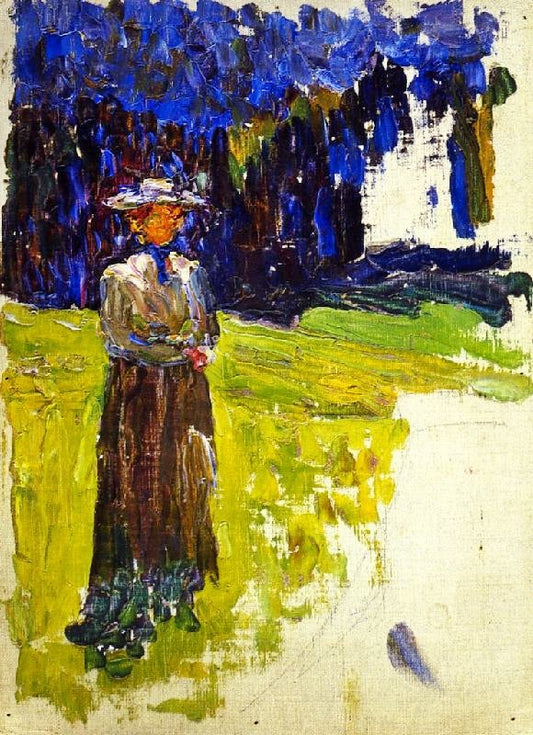 Kochel, Lady Standing By The Forest’S Edge by Wassily Kandinsk