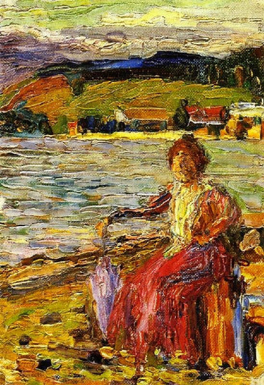 Kochel, Lady Seated By A Lakeside by Wassily Kandinsk