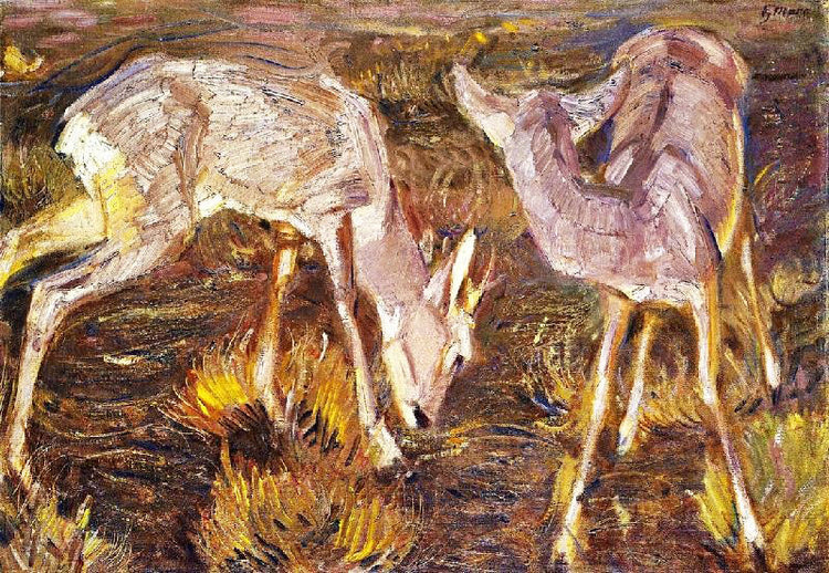 Deer At Dusk by Franz Marc