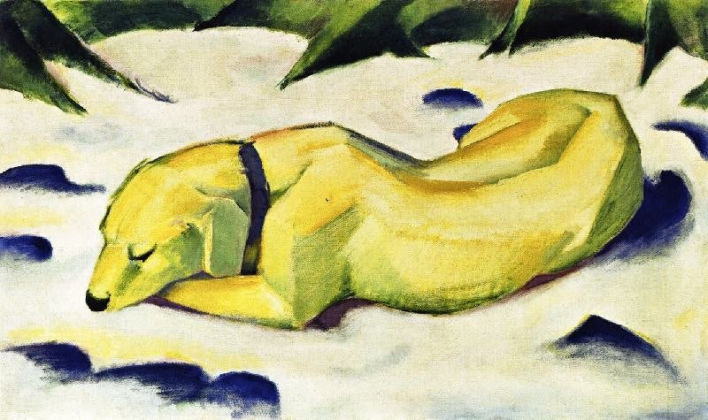 Dog Lying In The Snow by Franz Marc