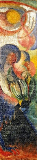 Middle Part Of A Three-Part Firescreen With Landscape And Animal Like Elements by Franz Marc