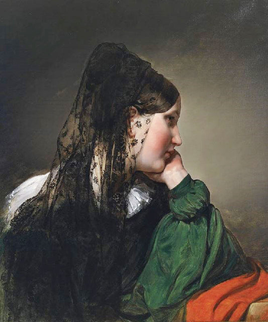Girl In Profile With A Black Mantilla by Friedrich von Amerling