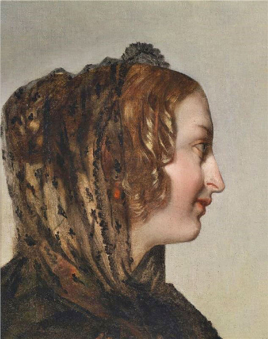 Female Head In Profile With Black Veil by Friedrich von Amerling