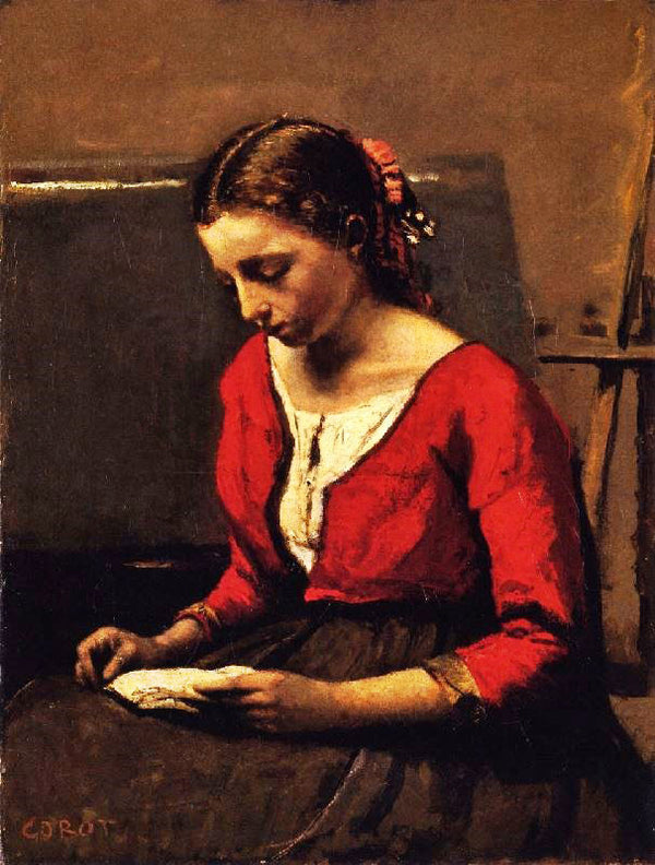 A Girl Reading by Jean-Baptiste-Camille Corot