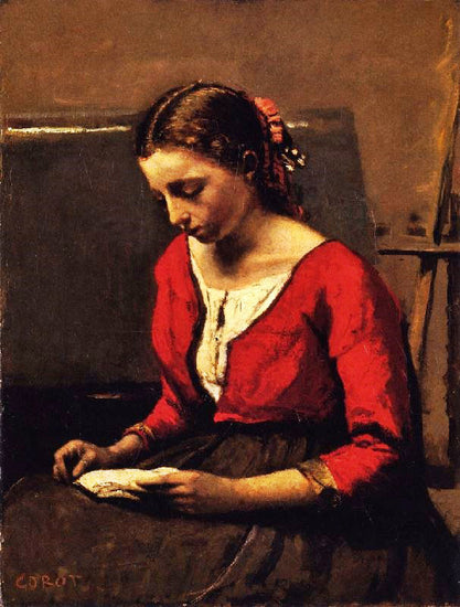 A Girl Reading by Jean-Baptiste-Camille Corot