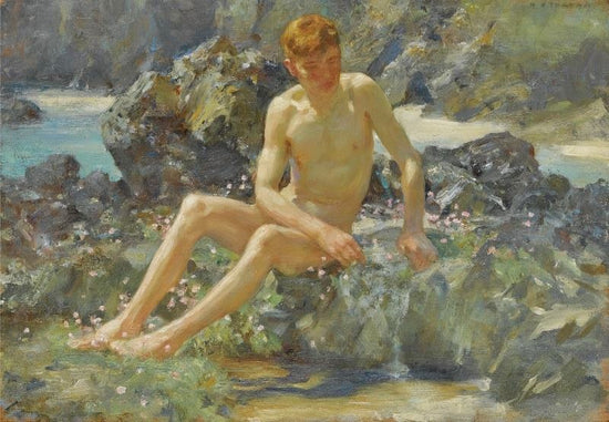 Nude On The Rocks by Henry Scott Tuke